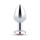 b-Vibe Jewel Metal Training Plug Set featuring a sleek metal finish and a jeweled heart base for comfortable training.