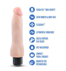Au Naturel Vanilla Ice Vibrating Dildo 8.75 inches with multiple features highlighted.