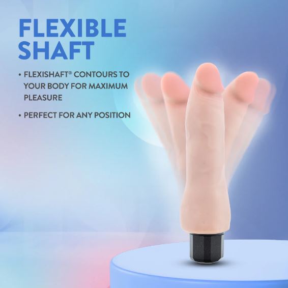 Au Naturel Vanilla Ice Vibrating Dildo 8.75 inches with flexible shaft for maximum pleasure in any position.