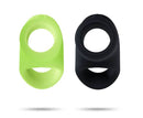 Performance Plus Flare Silicone Cock Sling Set Glow in The Dark - vibrant green and black silicone rings