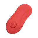 Adam & Eve Double Ring Vibrating Rose Cock Ring in red silicone with power button.