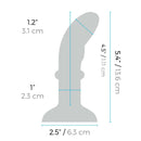 Dimensions of the b-Vibe Remote Control Rimming P-Spot Plug shown in a scaled diagram for reference.