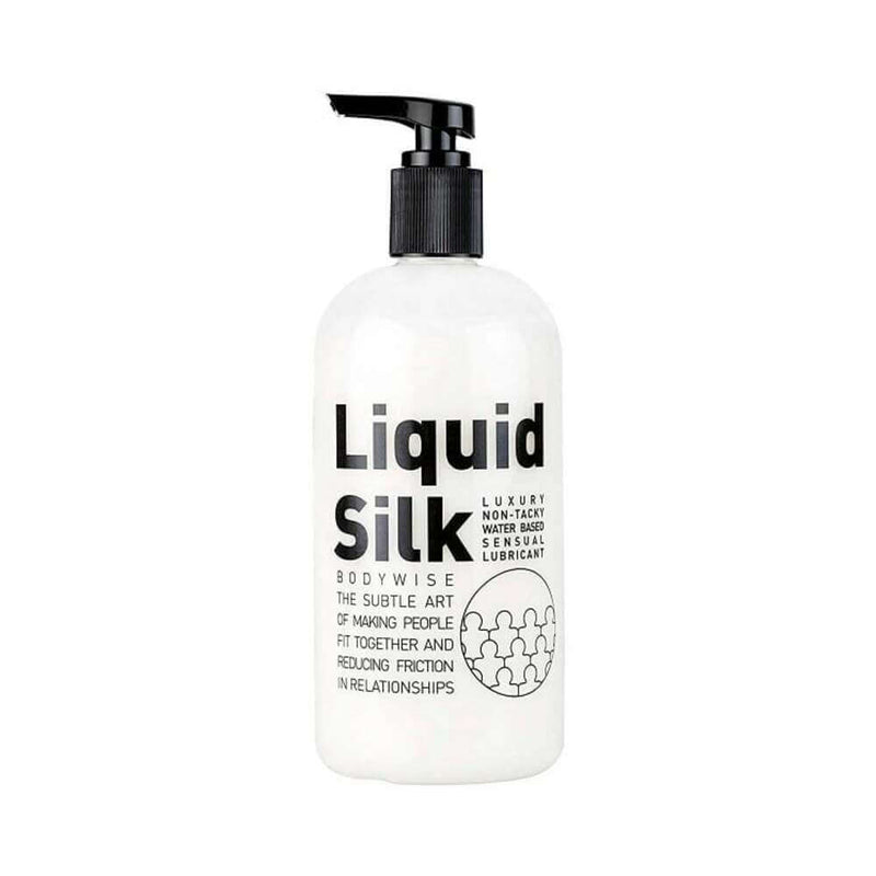 Liquid Silk Lubricant White Water Based 8.45 Oz bottle for enhanced intimacy and pleasure.