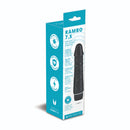 Me You Us Rambo 7.5 Inch Realistic Vibrator Black packaging showcasing features and design.