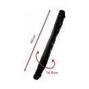 Me You Us Eighteen Double Dong 18 inch Double Ended Dildo Black displayed with measurements 46cm length and 14.8cm girth.