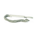 Ruff Doggie Styles Leather Corset Flogger White Grey featuring a braided design and white leather wrap handle.