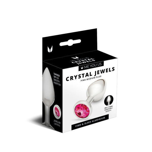 Me You Us Crystal Jewels Metal Plug Pink Medium packaging showcasing aluminum design and jeweled details.