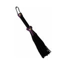 Love Knot Mini Flogger Black With Purple Bow featuring soft suede falls and a delicate bow for sensual play.