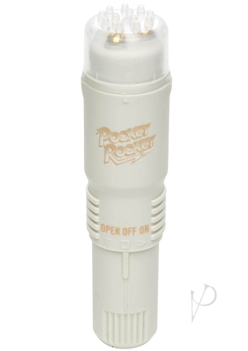 Pocket Rocket Ivory 4 mini-massager in white, featuring a discreet design and powerful performance for personal use.
