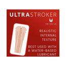 Me You Us Ultra Stroker Vagina 2 Vanilla packaging displaying realistic internal texture and lubricant recommendation.