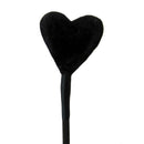 Ruff Doggie Styles Heart Fluff Tip Crop Black, a dual-sided tool for impact play with a plush heart tip.