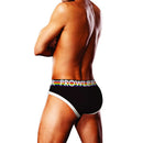 Prowler Oversized Paw Brief Black Small model showcasing the fit and bold design from the back.
