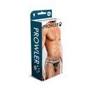 Prowler Oversized Paw Jock Strap Black 2XL packaging on display featuring bold Pride colors.