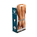 Prowler Oversized Paw Jock Strap Black 2XL packaging featuring the rainbow waistband and back view of product.