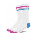 Prowler RED Drag Cotton Socks Multi-Color featuring bold DRAG lettering in pink and blue on a white background.