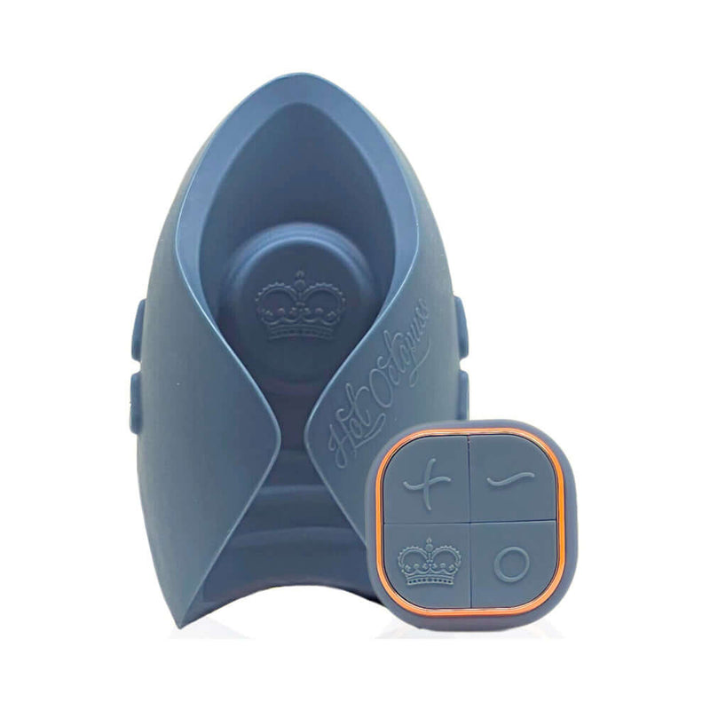 Hot Octopuss Pulse Duo Remote Control Vibrating Stroker Blue with remote control in blue design.