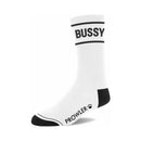 Prowler RED Bussy Cotton Socks White featuring bold Bussy text and black accents, perfect for stylish casual wear.