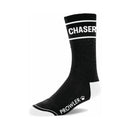 Prowler Red Chaser Black Cotton Socks featuring bold white accents and playful CHASER slogan.