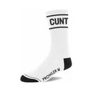 Prowler Red Cunt Cotton Socks White featuring bold text and Prowler logo.