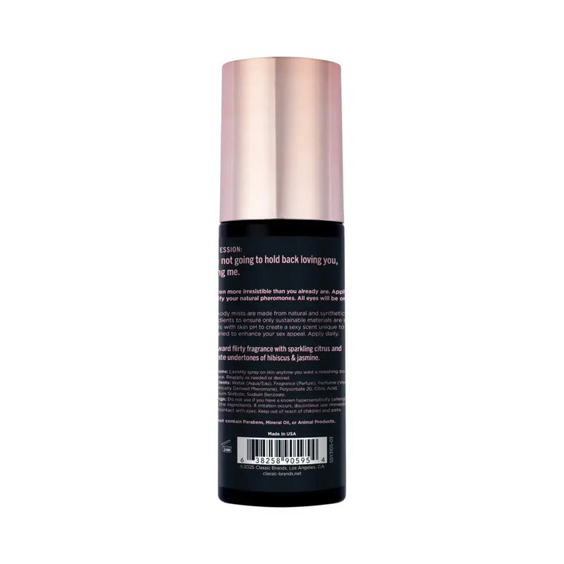 Simply Sexy Pheromone Body Mist Let's Get It On 3.35 oz bottle with seductive floral fragrance and attractive packaging.
