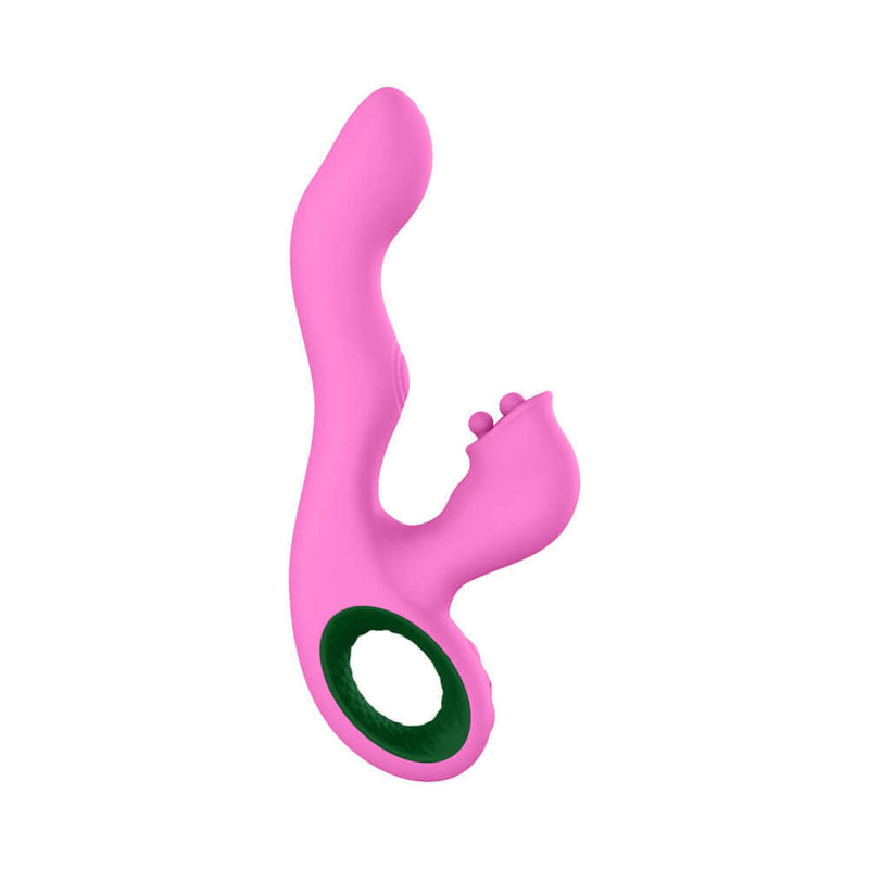 FemmeFunn Pallina Triple Action Thumping Rabbit Vibrator Pink side view showcasing its innovative design.