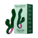 FemmeFunn Pallina Triple Action Thumping Rabbit Vibrator Dark Green packaging and product image.
