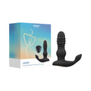 Honey Play Box Jaden Thrusting Prostate Massager Black with box and toy displayed.