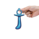 b-Vibe Butties Thumb Silicone Prostate Plug held in a hand showcasing its ergonomic design and vibrant color.
