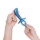 b-Vibe Butties Thumb Silicone Prostate Plug held in hands showcasing its ergonomic design and smooth finish.