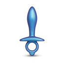 b-Vibe Butties Slide Silicone Butt Plug in blue, featuring a sleek ergonomic design for comfort and secure wear.