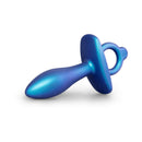 b-Vibe Butties Slide Silicone Butt Plug in blue with an ergonomic design for comfortable use and easy insertion