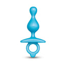 b-Vibe Butties Pop Beaded Silicone Plug in blue, featuring a flexible beaded design for enhanced comfort.