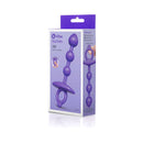 b-Vibe Butties Zip Silicone Anal Bead packaging showcasing a tapered tip and graduated beads for comfortable use.