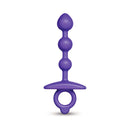 b-Vibe Butties Zip Silicone Anal Bead in purple silicone with a tapered tip and graduated beads for comfortable use.