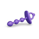 b-Vibe Butties Zip Silicone Anal Bead in purple with tapered tip and graduated beads for comfortable use.