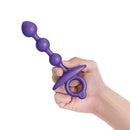 b-Vibe Butties Zip Silicone Anal Bead held in a hand, showcasing its tapered tip and graduated beads for a comfortable experience.
