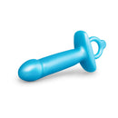 b-Vibe Butties Lil Dil Silicone Anal Dildo in blue, designed for beginner-friendly use.