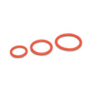 b-Vibe Beginners Strap-On Harness Set with 5 inch Dildo Peg includes versatile red silicone rings in three sizes.