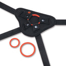 b-Vibe Beginners Strap-On Harness Set with 5 inch Dildo Peg close-up of the harness and rings.