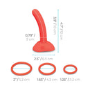 b-Vibe Beginners Strap-On Harness Set with 5 inch Dildo Peg dimensions and size details against a clean background.