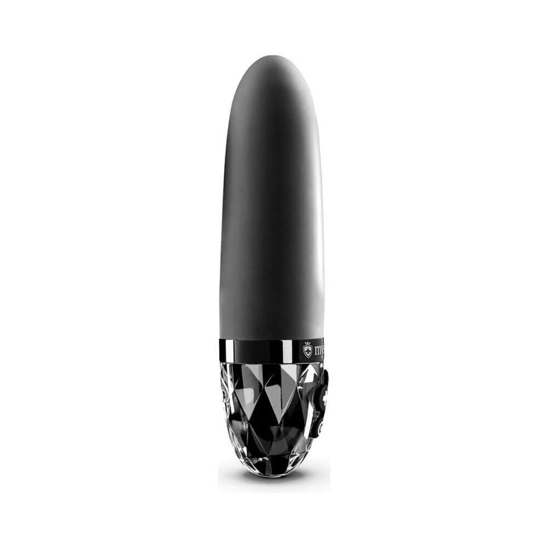 Mystim Sleak Freak E-Stim Vibrator Black with sleek design and crystal base for powerful pleasure.