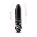 Mystim Sleak Freak E-Stim Vibrator Black dimensions with sleek design and control features.