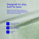 Dame Thro Waterproof Sex Blanket Sage with waterproof layer and soft cotton exterior for comfortable intimacy.