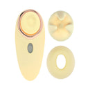 Loveline Aurie Airtaptech Rechargeable Vibrator Yellow with two interchangeable head attachments.