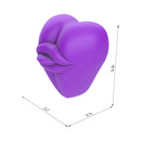 Banana Pants Kissi Strap-On Stimulation Cushion Black in purple color, showcasing its playful design and dimensions.