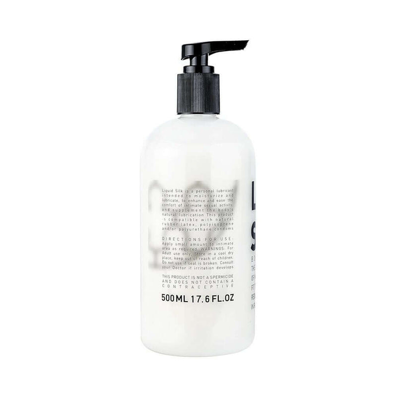 Liquid Silk Lubricant White water based 17.6 Oz in a pump bottle for a smooth intimate experience.