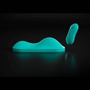 Vibepad Intense Dual Zone Hands Free Vibrator in vibrant teal color with a remote control, designed for hands-free pleasure.