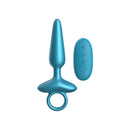 Luv Inc Pr37 Pointy Ring Luv Plug Metallic Blue with remote control, sleek design for anal play.