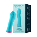 FemmeFunn Hana Thumping Bullet Vibrator Turquoise in packaging showcasing its innovative design and features.