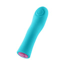 FemmeFunn Hana Thumping Bullet Vibrator Turquoise in a sleek, compact design with a pink button.